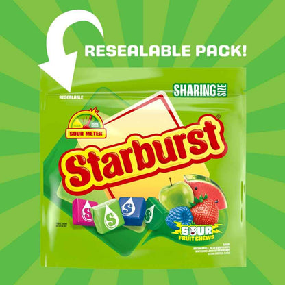 STARBURST Sour Chewy Candy Individually Wrapped Fruit Chew, Sharing Size, 15.6 Oz Resealable Bag, Easter Basket Stuffers
