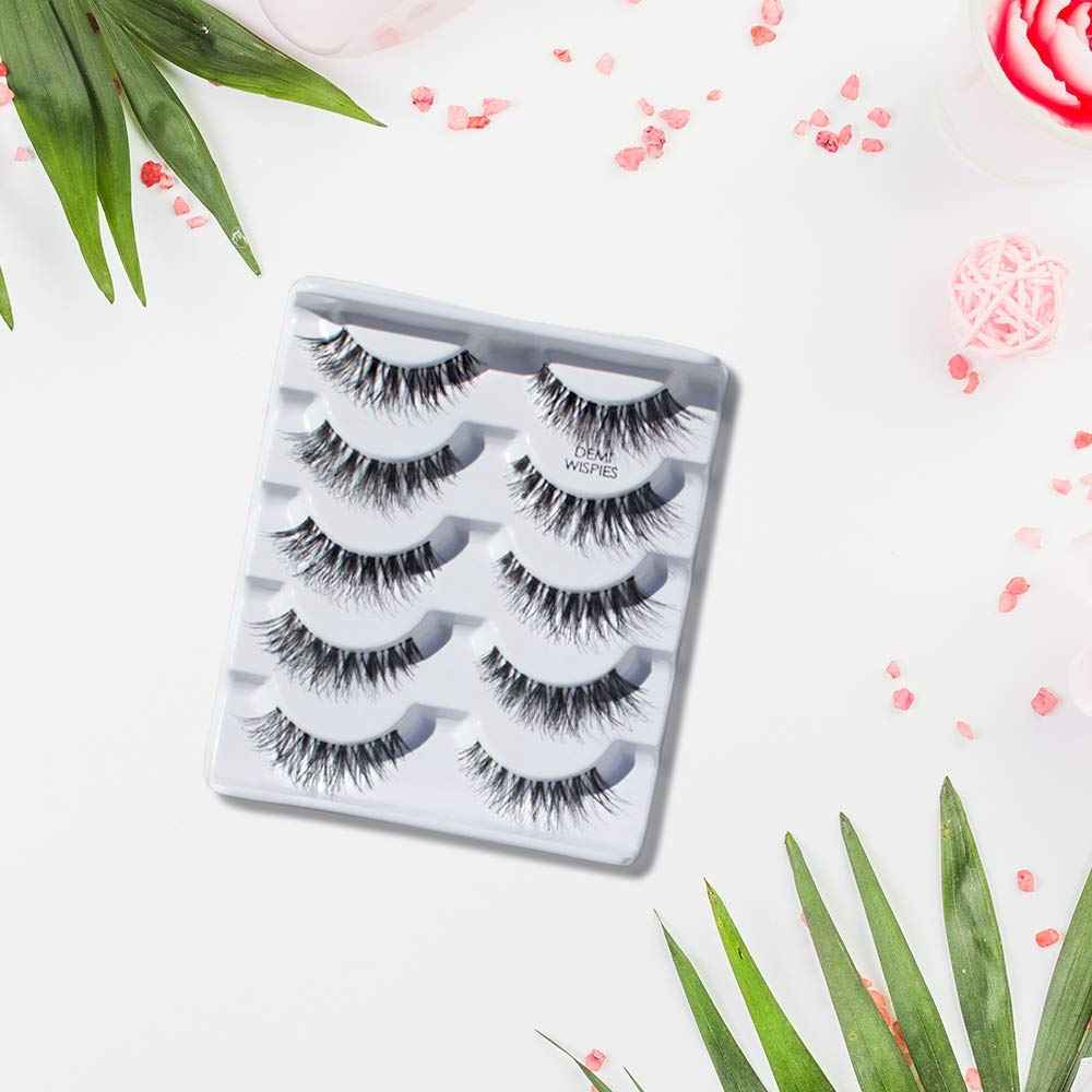 Ardell Wispy False Eyelashes for Everyday Wear, Flared Demi Wispies Strip Design with Seamless Invisiband, Medium Volume, 12 Pairs