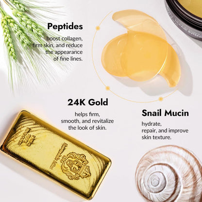 MIZON_Under_Eye_Patches_for_Puffy_Eyes_&_Dark_Circles,_24K_Gold_&_Snail_Mucin,_60_Pcs_–_Anti-Wrinkle_Collagen_&_Peptide_Formula_–_Moisturizing_Korean_Eye_Mask_for_Elasticity