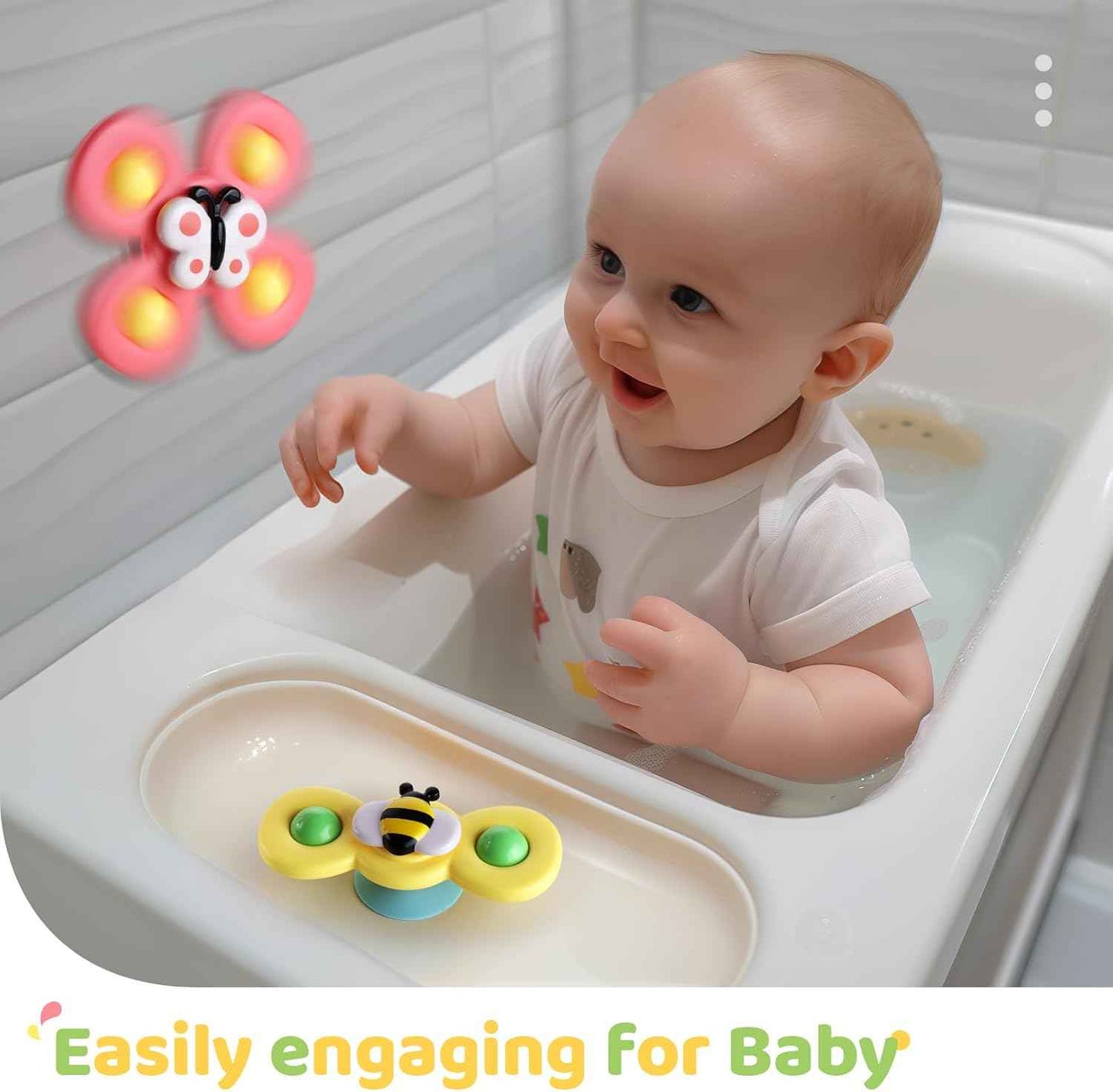 ALASOU 3PCS Suction Cup Spinner Toys for 1 2 Year Old Boy Girl Birthday Gift|Spinning Top Baby Bath Toy for Kids Ages 1-3|Sensory Airplane Travel Toy Easter Basket Stuffers for Toddlers Infant
