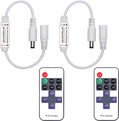 2_Pack_LED_Light_Strip_Remote_Control_Mini_RF_Wireless_LED_Controller_Single_Color_3528_5050_LED_Strip_Lights_Dimmer_Switch_Control_Brightness_Flashing_Mode_DC_12V_24V_LED_Bar_Ribbon_Shelf_Lights