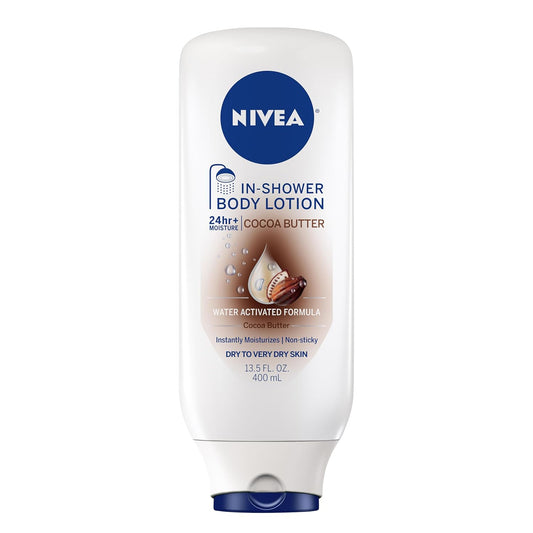 NIVEA_Cocoa_Butter_In_Shower_Lotion,_Water_Activated_In_Shower_Moisturizer_for_Dry_Skin_to_Very_Dry_Skin,_13.5_FL_OZ_Bottle