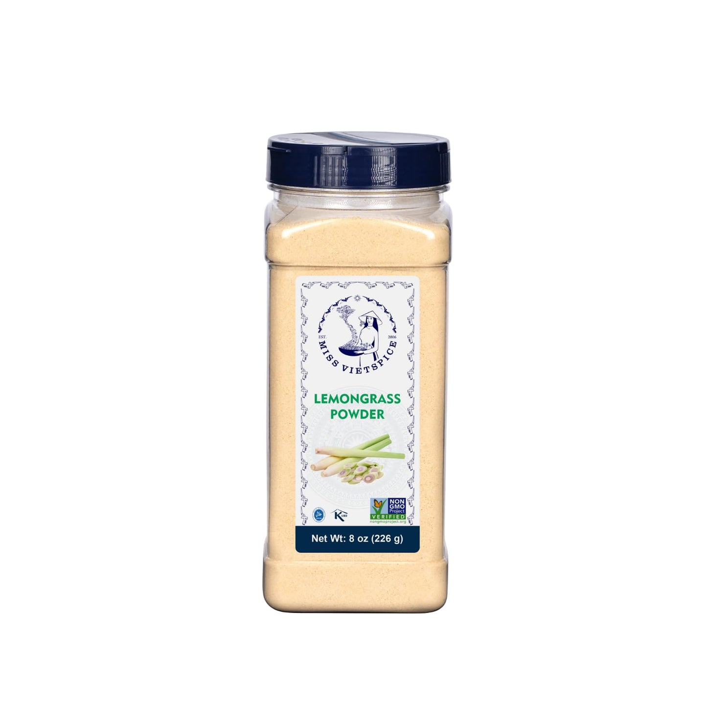 MISS VIETSPICE Lemongrass Powder, 8 Oz (226 gr), Non-GMO, Soured from Vietnam, Ground Lemongrass, Lemongrass Herb, Lemon Grass Stalks, Flavored Herb For Cooking, Smoothies, Tea