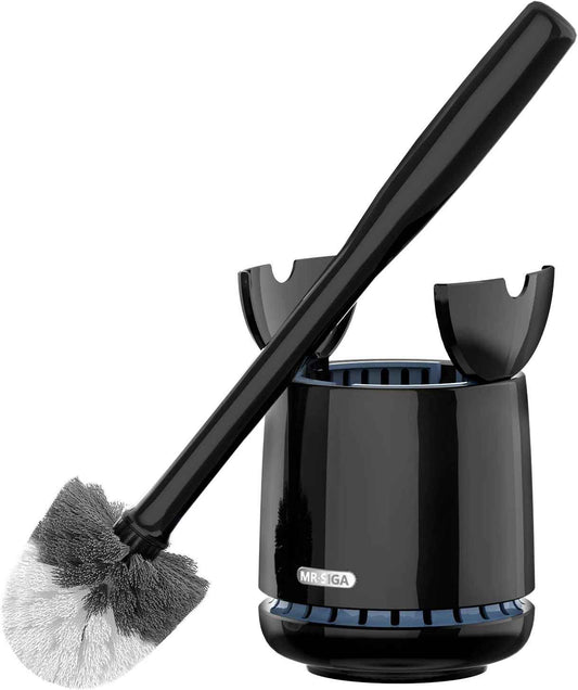 MR.SIGA Toilet Bowl Brush and Holder, Premium Quality, with Solid Handle and Durable Bristles for Bathroom Cleaning