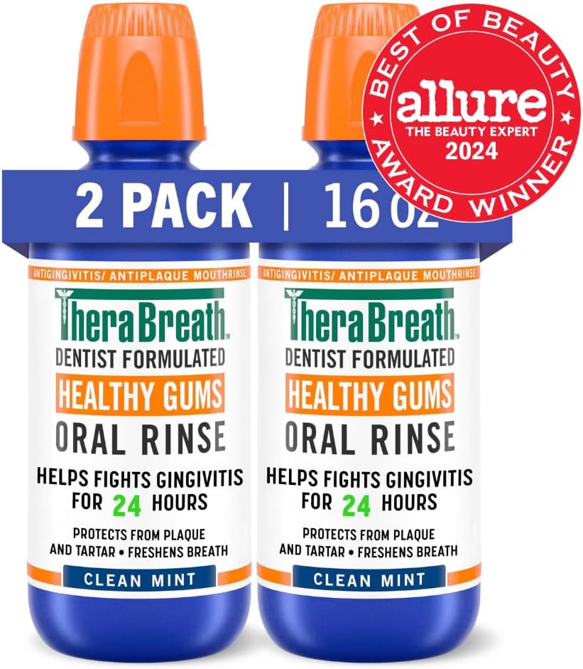 TheraBreath_Healthy_Gums_Oral_Rinse,_Antigingivitis,_Clean_Mint_Flavor,_Dentist_Formulated_to_Help_Prevent_Gingivitis_and_Support_Gum_Health,_Alcohol_Free,_16_Fl_Oz_(Pack_of_2)