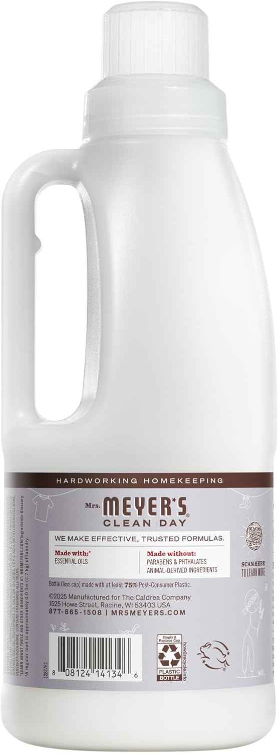 MRS. MEYER'S CLEAN DAY Liquid Fabric Softener, Infused with Essential Oils, Paraben Free