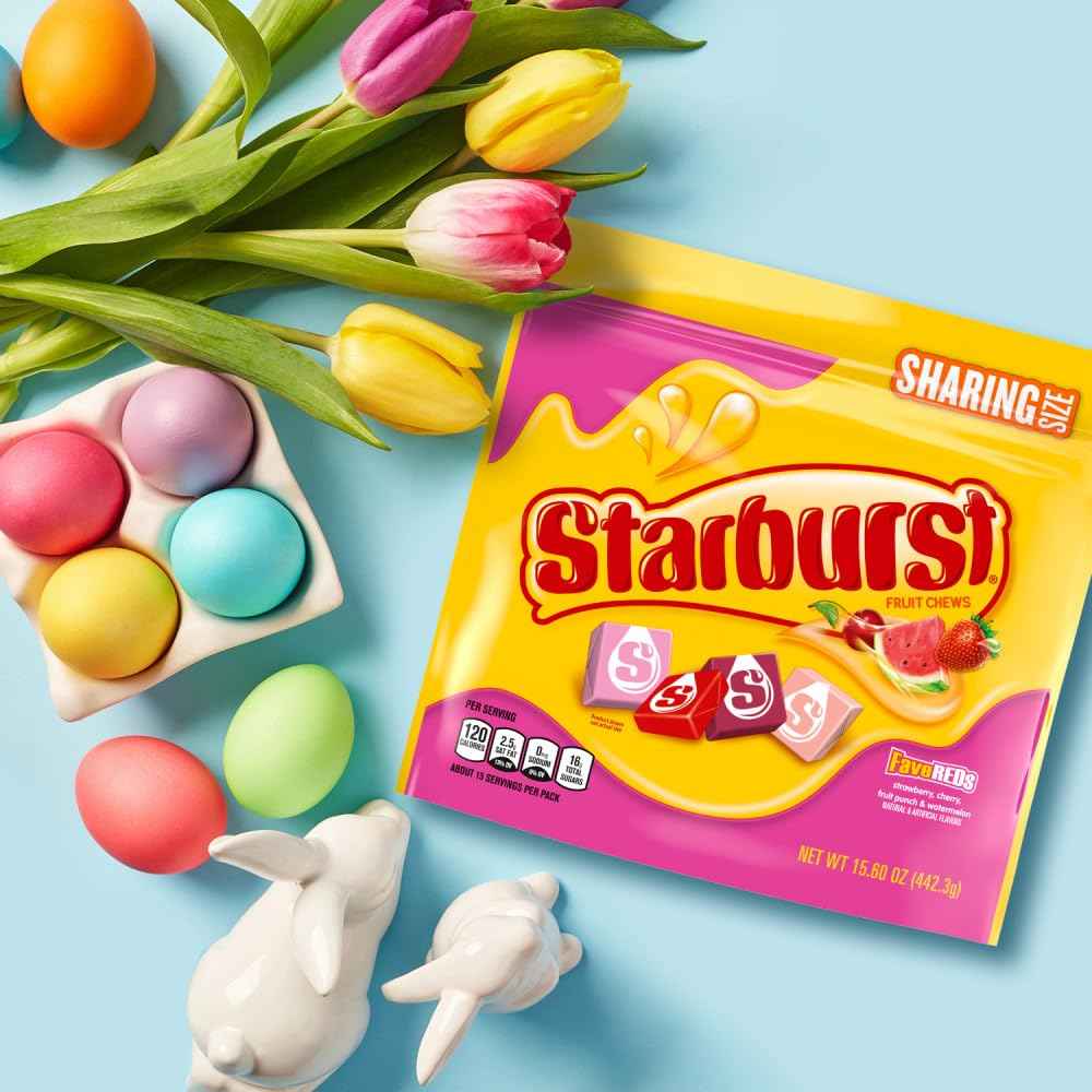 STARBURST FaveREDS Fruit Chews Candy, Chewy Candy, 15.6 oz Sharing Size Bag, Easter Basket Stuffers