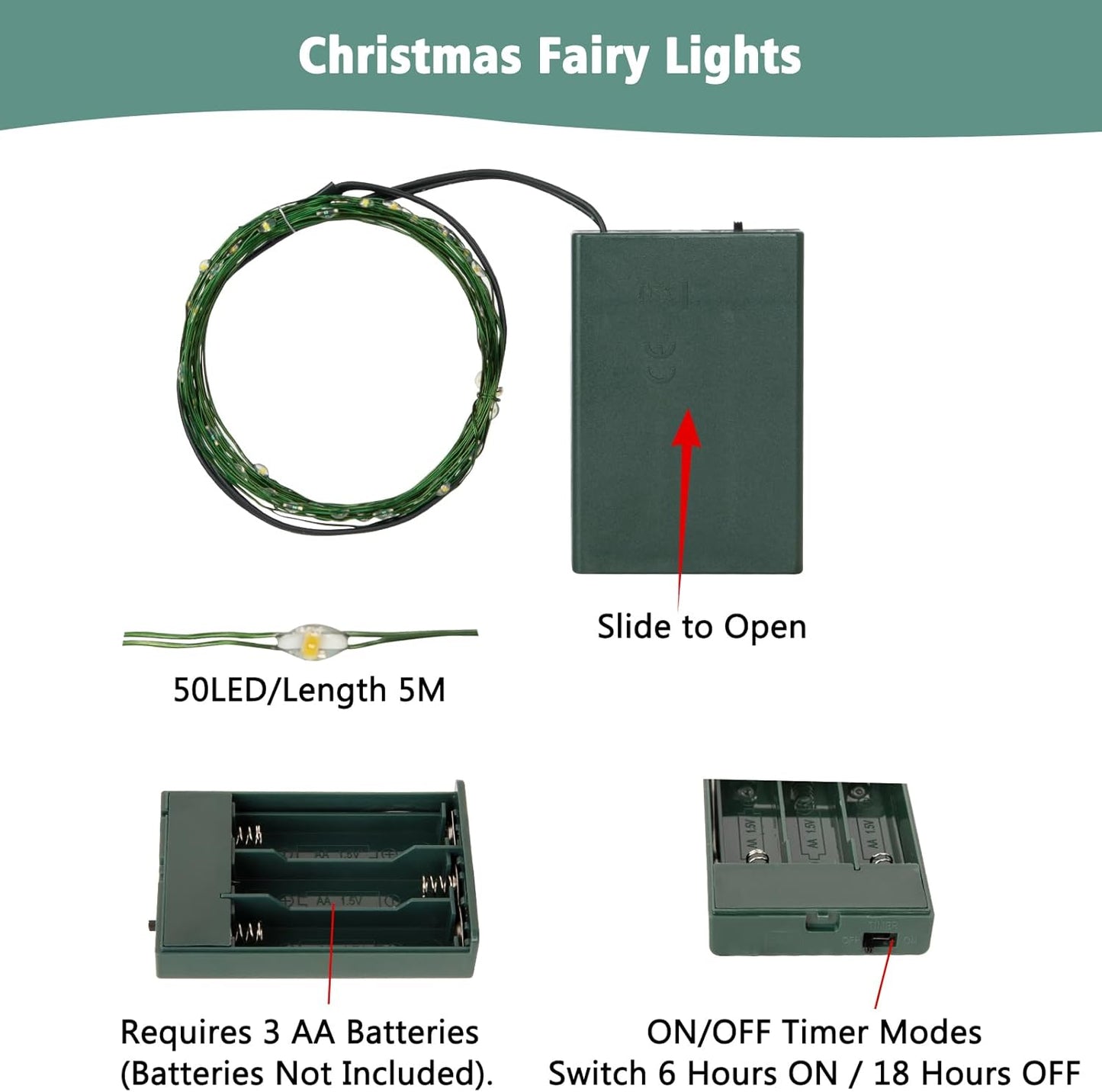 2_Pack_Timer_Fairy_Lights_Battery_Operated,_16.4FT_50_LED_Dark_Green_Wire_Micro_Starry_Twinkle_Light_with_Auto_Waterproof,_Christmas_String_Lights_for_Indoor_Outdoor_Yard_Decor_(Warm_White)