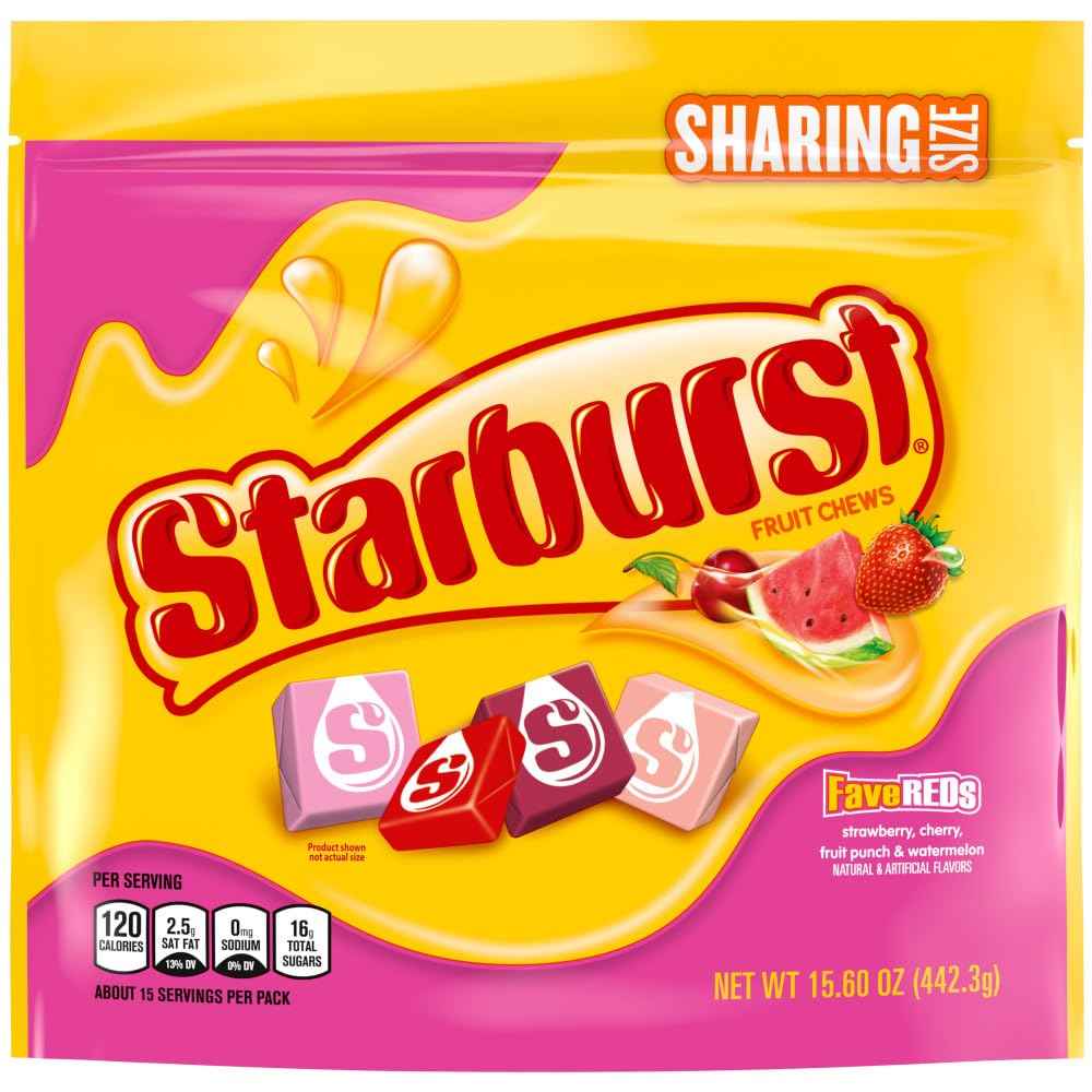 STARBURST FaveREDS Fruit Chews Candy, Chewy Candy, 15.6 oz Sharing Size Bag, Easter Basket Stuffers