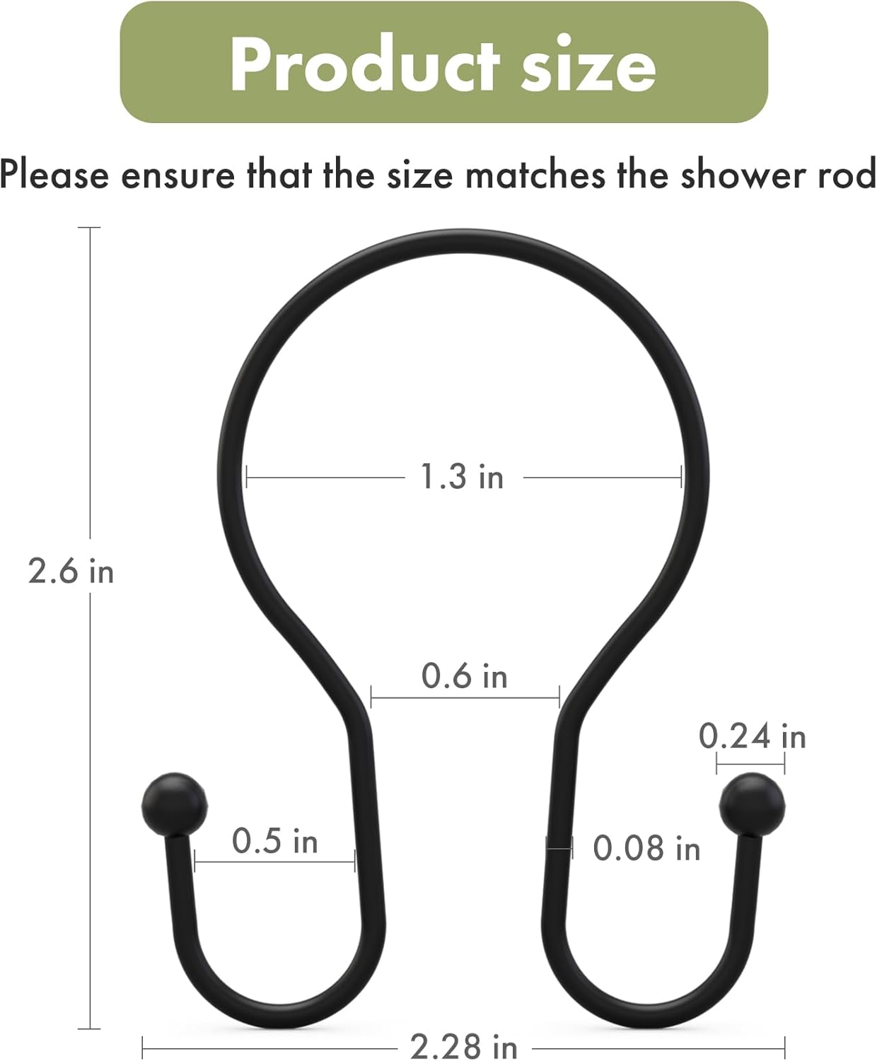 AmazerBath_Shower_Curtain_Hooks_Black_Shower_Curtain_Rings,_Simple_Double_Hook_Shower_Curtain_Hooks_Rust_Proof,_Smooth_Sturdy_Metal_Shower_Hooks_for_Shower_Curtain_Rod,_12_Pcs_Shower_Rod_Hooks
