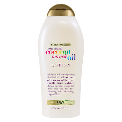 OGX_Extra_Creamy_+_Coconut_Miracle_Oil_Ultra_Moisture_Body_Lotion_with_Vanilla_Bean,_Fast-Absorbing_Body_Lotion_for_All_Skin_Types,_Paraben-Free_and_Sulfated-Surfactants_Free,_19.5_Ounce