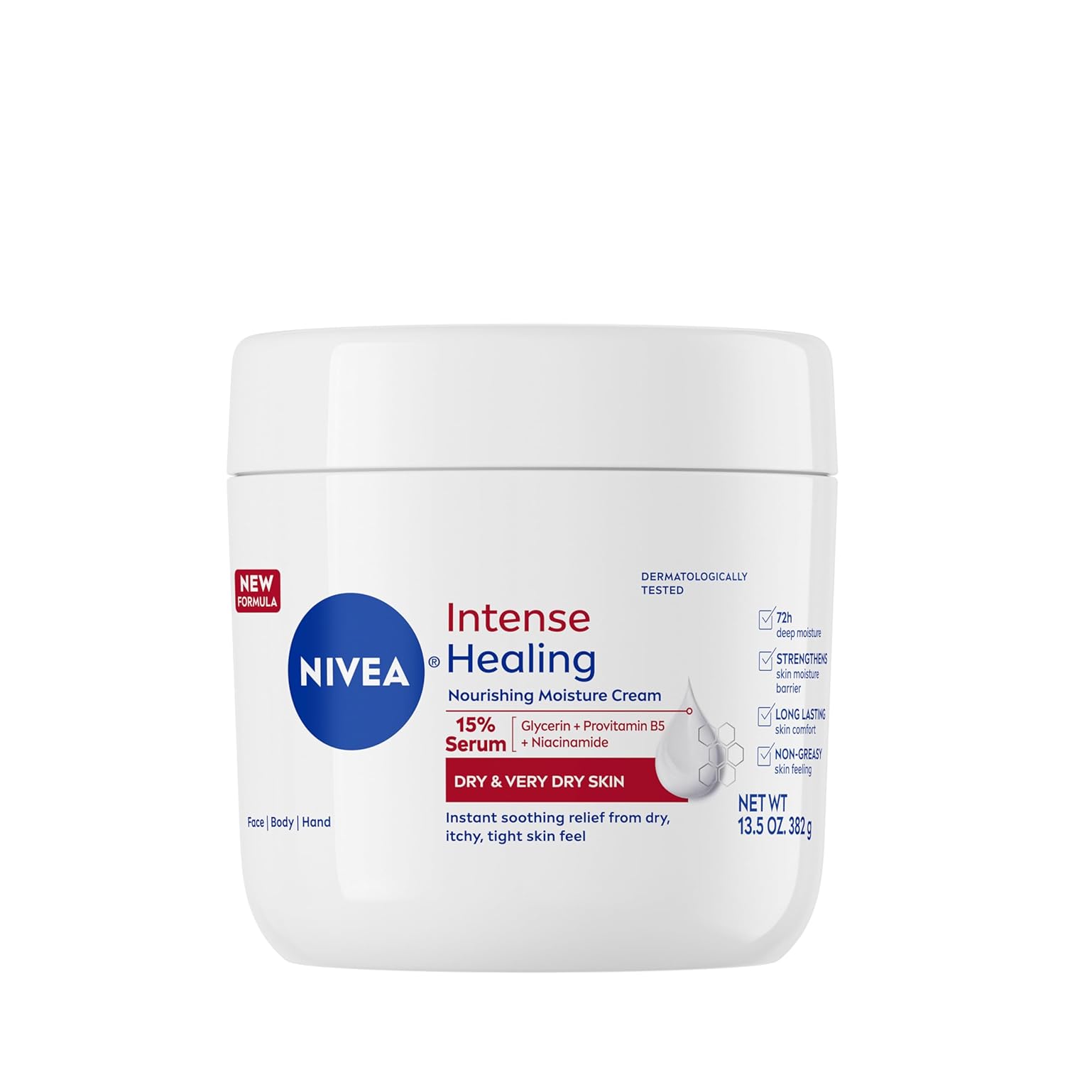 NIVEA_Intense_Healing_Body_Cream_for_Dry_Skin_with_Glycerin,_Provitamin_B5_and_Niacinamide,_72-Hour_Moisture,_Non-Greasy_Body_Moisturizer_Immediately_Soothes_Dry,_Itchy_Skin_Feeling,_13.5_Oz_Jar