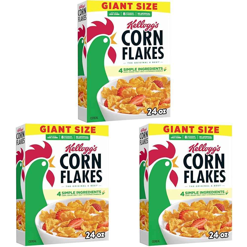 Kellogg's Corn Flakes Breakfast Cereal, Kids Cereal, Family Breakfast, Giant Size, Original