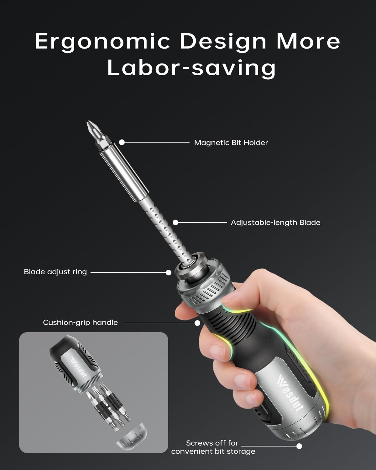 13-in-1_Multi-bit_Screwdriver_Set_Tool_All_in_One,_[Super_Durable]_Screw_Driver_Set_Kit,_Flat_Head,_Philips,_Torx,_Hex,_Square,_Repair_Kit,_Man_Gift_Nut_Driver