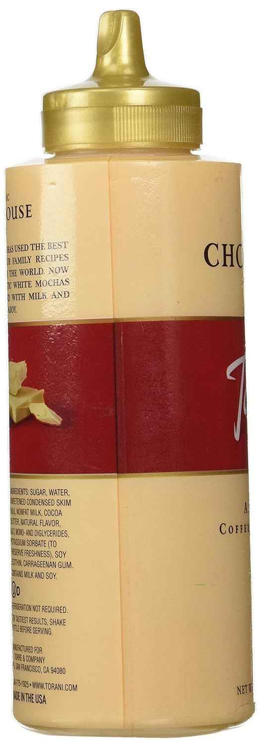 Torani White Chocolate Puremade Sauce, Kosher, Gluten Free & Non-GMO, 16.5 Ounce (Pack of 4)
