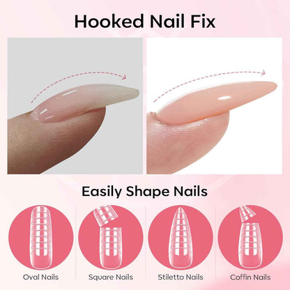Modelones Poly Gel Nail Kit 3 Colors White Apricot with Slip Solution Dual Nail Forms Top Base Coat Extension Builder Gel Enhancement Professional Starter Kit DIY Nail Art Salon Use