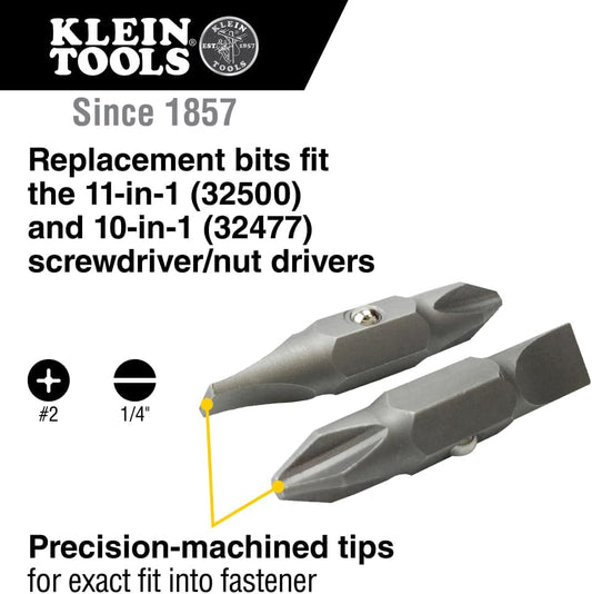 Klein_Tools_32483_Bit_for_11-in-1_and_10-in-1_Klein_Screwdriver_Nut_Driver,_#2_Phillips,_1/4-Inch_Slotted