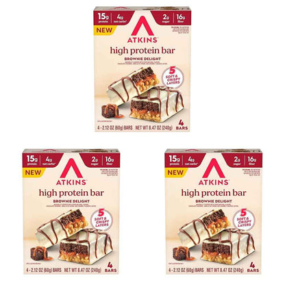 Atkins High Protein Bars, 15g of Protein, 4g Net Carbs, Keto Protein Bars, Low Sugar