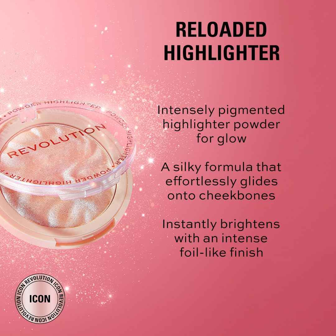 Revolution, Reloaded Pressed Powder Highlighter, Intensely Pigmented for a High Impact Dewy Finish