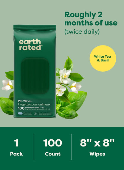 Earth_Rated_Pet_Wipes_for_Dogs_and_Cats,_Hypoallergenic,_3-in-1_Cleaning,_Deodorizing_and_Hydrating,_for_Grooming_Paws,_Body_and_Butt,_New_White_Tea_and_Basil_Scent,_100_Count