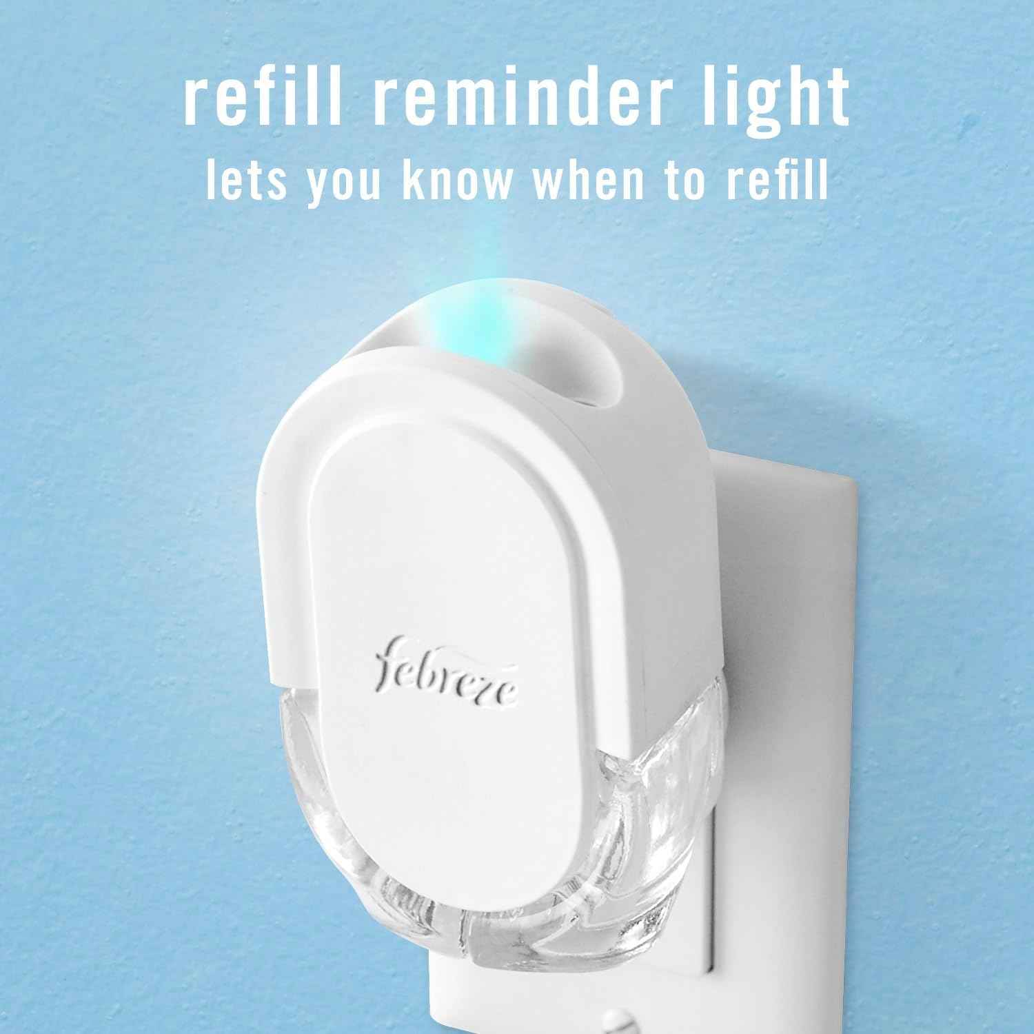Febreze Plug In Air Freshener, Odor-Fighting Scented Oil Refill, Air Fresheners for Home and Bathroom and Kitchen, Long Lasting for Strong Odors, Ocean & Mountain Scents, 0.87oz Refills, 4 Count