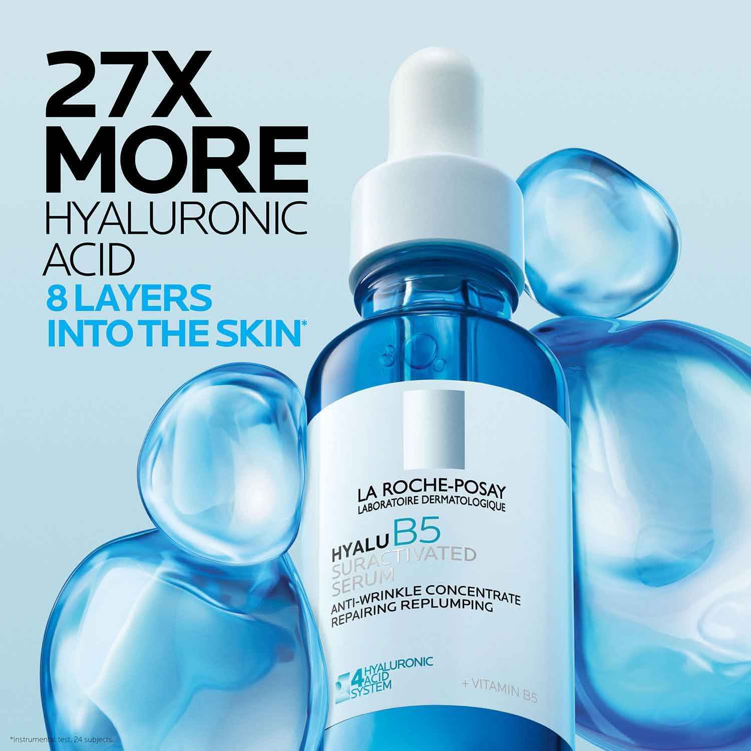 La Roche-Posay Hyalu B5 Pure Hyaluronic Acid Serum for Face, Vitamin B5 + Hyaluronic Acid + Madecassoside, Hydrating Serum Visibly Plumps Skin, Sensitive Skin Safe, Anti Aging, Oil-Free