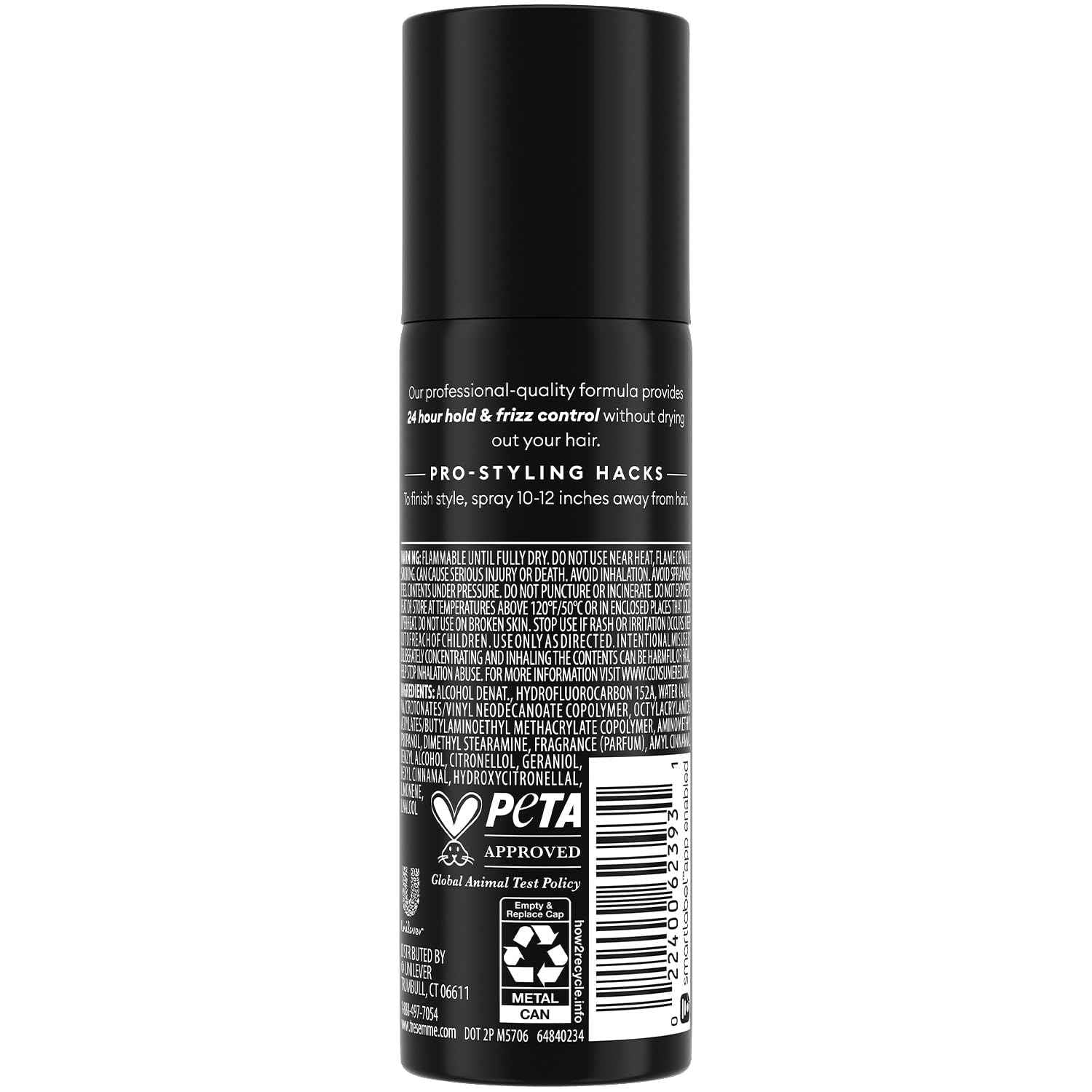 TRESemmé Travel Hairspray, Extra Hold,  Moisturizing Hair Spray, Anti-Humidity, Anti-Frizz Hair Products, 1.5 Oz Ea