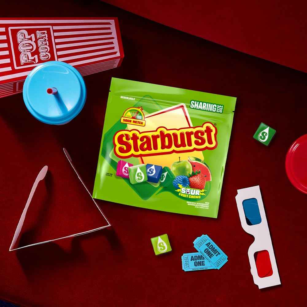 STARBURST Sour Chewy Candy Individually Wrapped Fruit Chew, Sharing Size, 15.6 Oz Resealable Bag, Easter Basket Stuffers