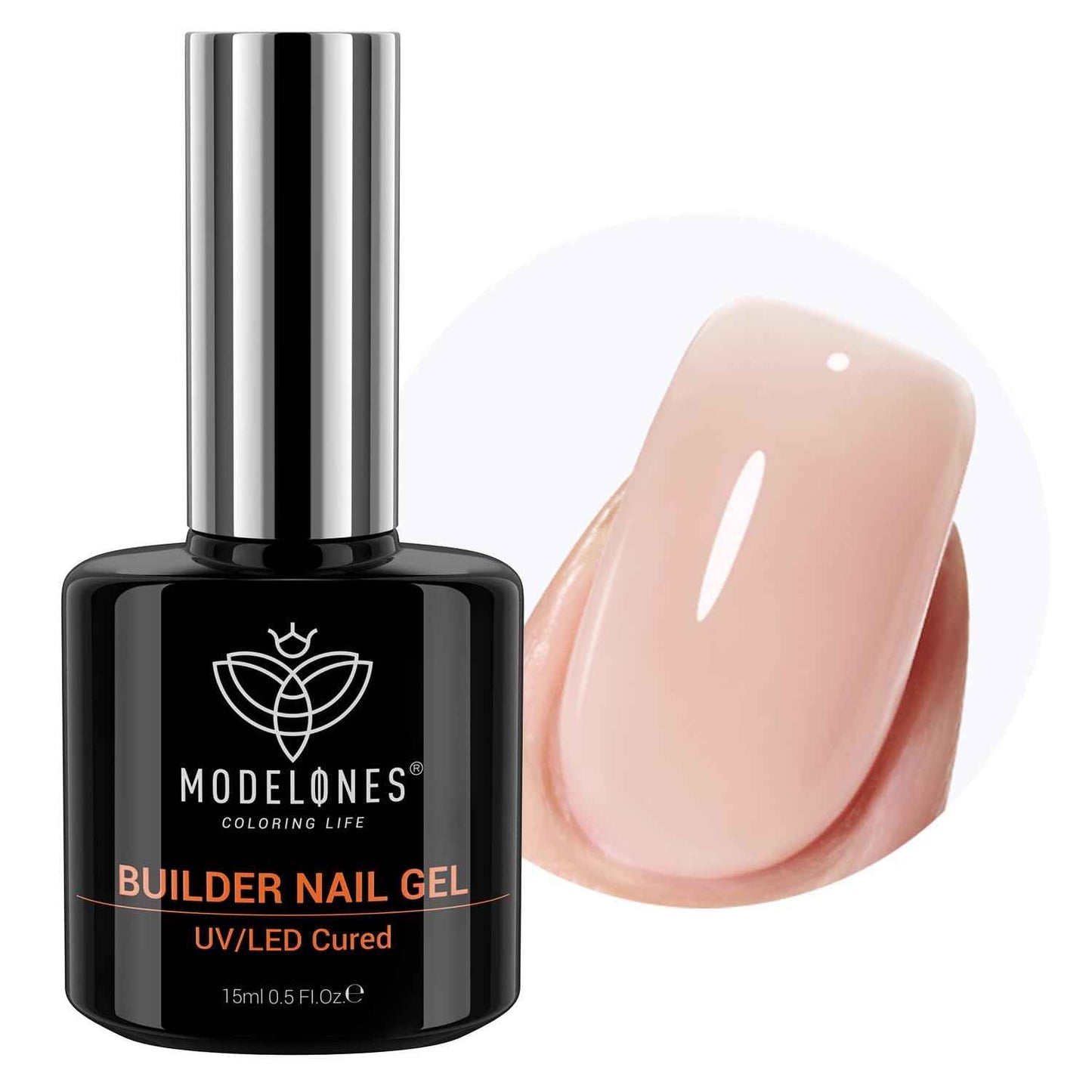 modelones Builder Nail Gel, 7-in-One Clear Builder for Nails, LED Lamp Cured Color Rubber Base Gel Polish Coat Strengthener Thickening Extension Rhinestone Glue in a Bottle for DIY Home Salon Gifts