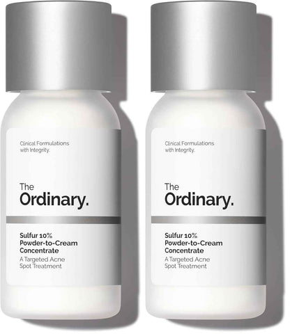 The Ordinary Sulfur 10% Powder-to-Cream Acne Spot Treatment Concentrate, Reduces Pimple Size and Zit Redness, 0.18 Oz