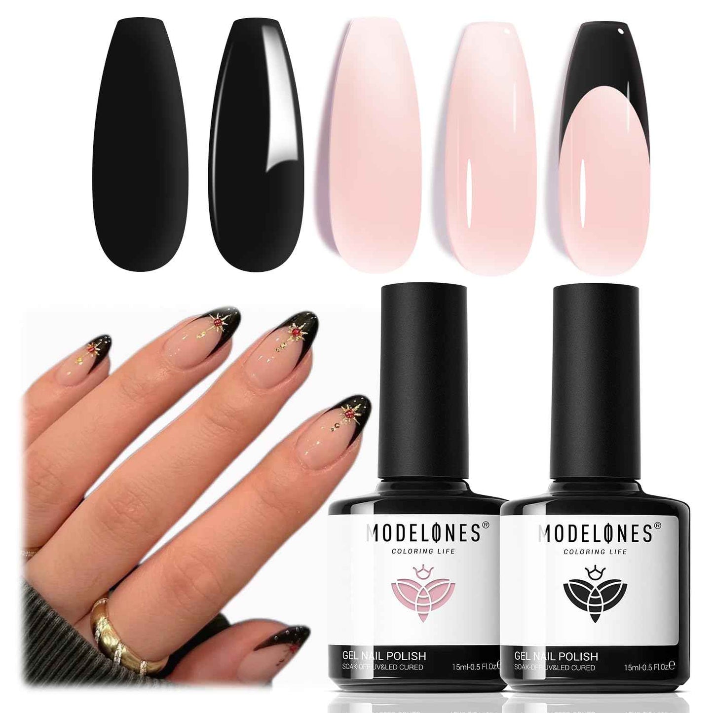modelones Builder Nail Gel, 2 Pcs Clear and Cover Nude Builder Nail Polish, 8-in-One Apex Building Thickening Strengthener Extension Rubber Color Base Gel for DIY Home Salon Gifts LED Lamp Cured 10ml