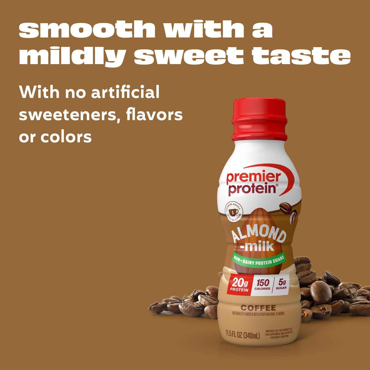 Premier Protein Non-Dairy Plant Based Almondmilk Protein Shake – 20g Protein, 5g Sugar, 11.5 Fl oz
