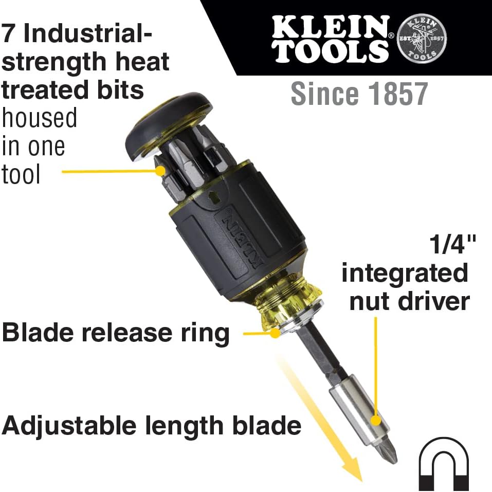 Klein_Tools_32308_Multi-bit_Stubby_Screwdriver,_Impact_Rated_8-in-1_Adjustable_Magnetic_Tool_with_Phillips,_Slotted,_Square_and_Nut_Driver
