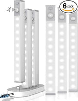 3 Pack /6 Pack Led Under Cabinet Lights Wireless with Charging Station, 7’’ Rechargeable Motion Sensor Light Indoor, Dimmable Closet Lights for Cabinets, Bookshelf, Stair, Hallway Cold White/ Warm White