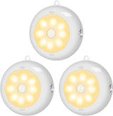BLS Motion Sensor Light Indoor, LED Night Light Closet Lights, Under Cabinet Battery Powered Ceiling Lights, AA Battery Operated Stick on Wireless Puck Lights for Wall, Step, Stair, Dimmable (3 Pack/6 Pack)