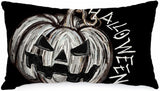 AACORS Halloween Pillow Cover 12x20 Inches - Pumpkin Farmhouse Decor, Spooky Holiday Throw Pillow Case for Sofa Couch, Home Party Decorations (Black) AA748-12