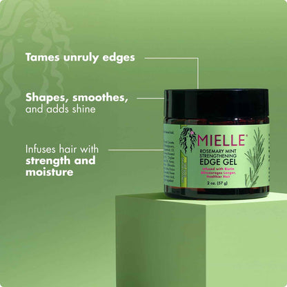 Mielle Organics Edge Control Gel - Strong Hold Hair & Edge Gel for Women & Men - Infused with Biotin, Coconut & Babassu Oil to Encourage Longer, Healthier Hair