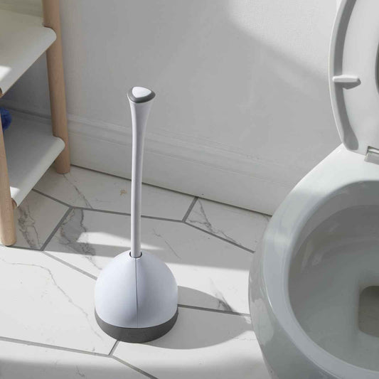 Clorox Toilet Plunger with Hideaway Caddy, for Bathroom Organization and Storage, Bathroom Accessories, Toilet Unclogger, with Holder, White