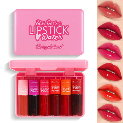 6 Colors Mini Liquid Lipstick Set - Korean Lip Tint Stain, Multi-use Lip and Cheek Tint, Non-Sticky, Waterproof, Vivid Color