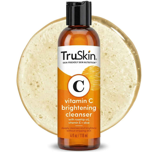 TruSkin Vitamin C Face Wash Cleanser - Brightening Facial Cleanser with Vitamins C & E, Rosehip Oil, Aloe Vera & MSM - Gently Cleanses, Refreshes & Supports Radiant Skin