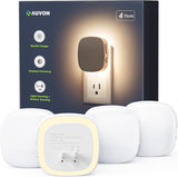 AUVON Plug-in LED Backlit Night Light with Motion Sensor & Dusk to Dawn Sensor, Dimmable Warm White/Cool white/Amber Nightlight with 1-50 lm Adjustable Brightness for Bedroom, Bathroom, Stairs, Hallway (4 Pack)