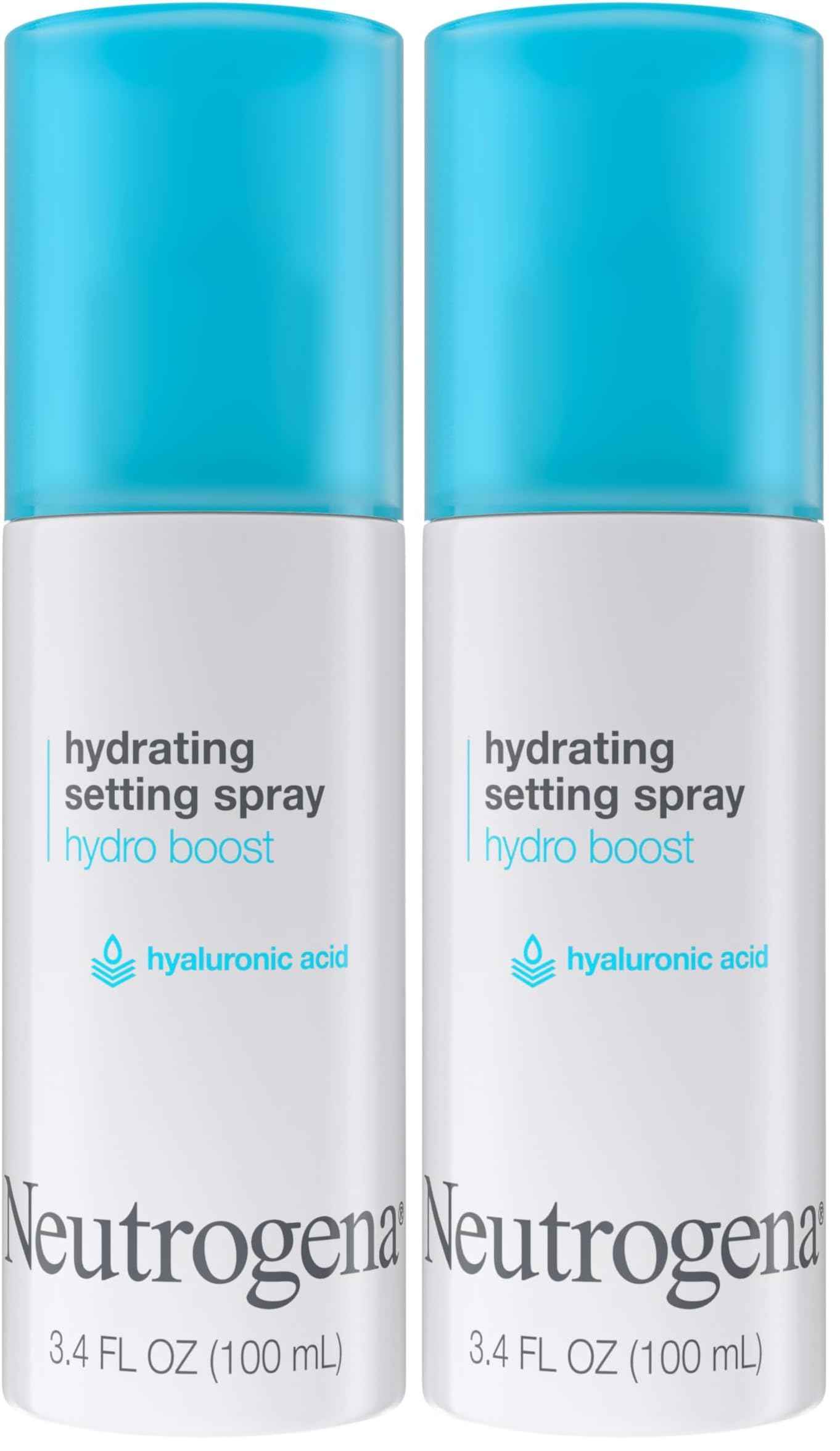 Neutrogena Hydro Boost Hydrating Makeup Setting Spray with Hyaluronic Acid, Setting Spray for Smooth, Dewy Skin, Fragrance Free, Non-Comedogenic & Hypoallergenic, 3.4 fl. oz