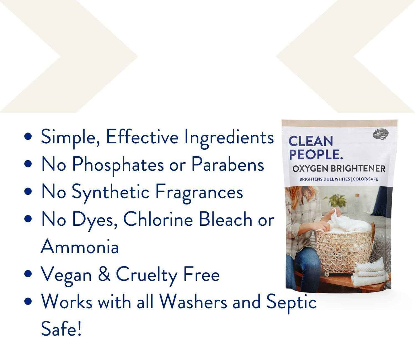 The Clean People Oxygen Brightener Stain Remover | Bleach Alternative, Simple Ingredients, Brightens Dull Whites AND Colors
