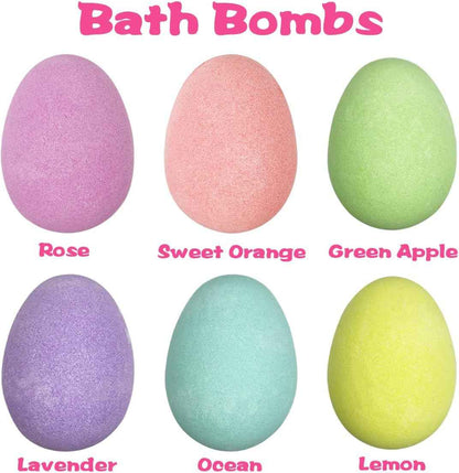 Jofan 6 Pack Easter Bubble Bath Bombs with Easter Squishy Toys Inside for Kids Girls Boys Easter Basket Stuffers Gifts
