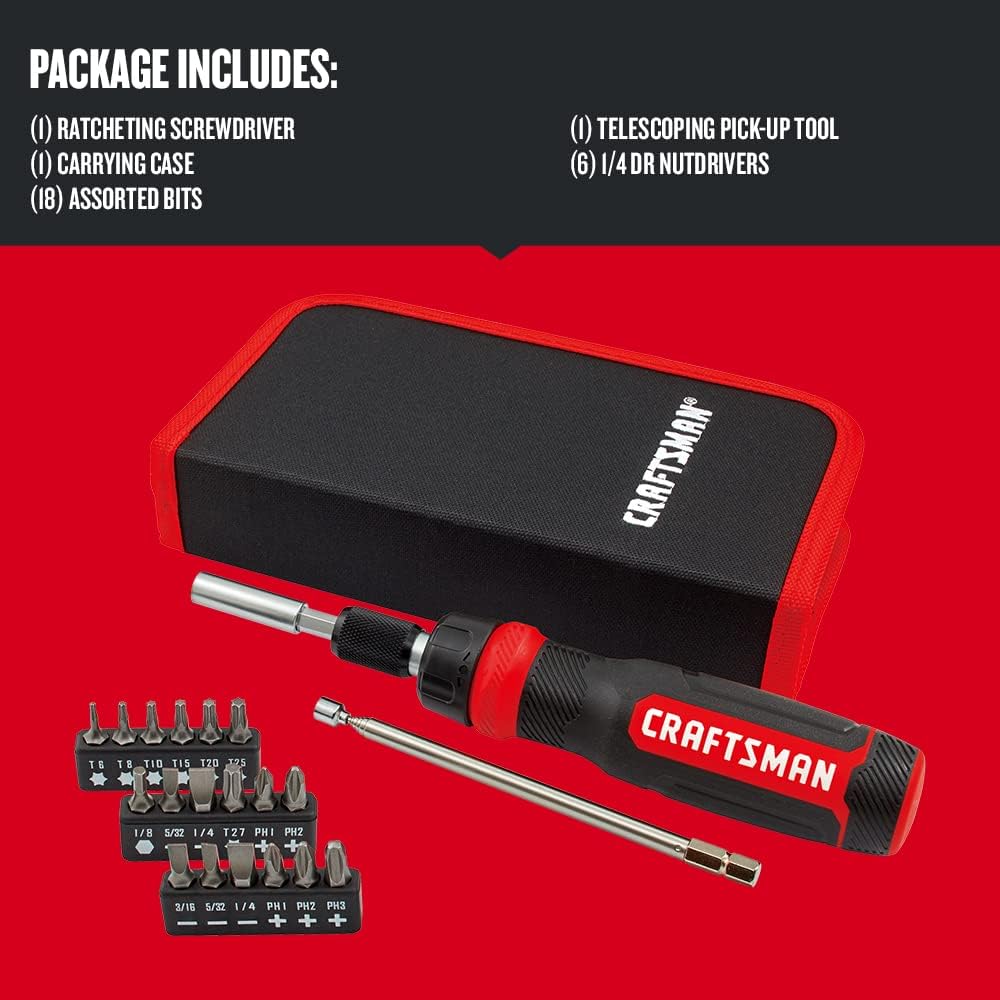 CRAFTSMAN_Ratcheting_Screwdriver,_Multibit_Set,_26-Piece_(CMHT68001)