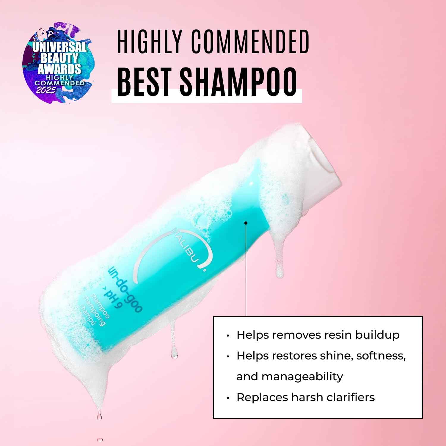Malibu C Un-Do-Goo Clarifying Shampoo - Removes Product Build Up and Resins from Hair - Shine Restoring, Sulfate-Free Cleanser