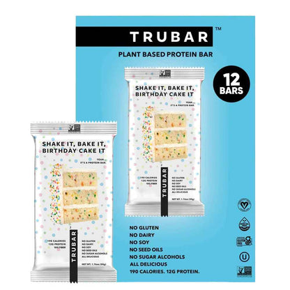 TRUBAR Vegan Protein Bar, Assorted Flavors, Gluten Free, Vegan Protein Snacks, 12G Plant-Based Protein, High Fiber, Healthy Protein Bars