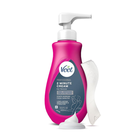 Veet_Professional_2_Minute_Cream_for_All_Skin_Types_with_Shea_Butter,_Full_Bikini_&_Pubic_Hair_Removal,_Dermatologically_Tested,_13.5_FL_OZ_Bottle_w/Spatula
