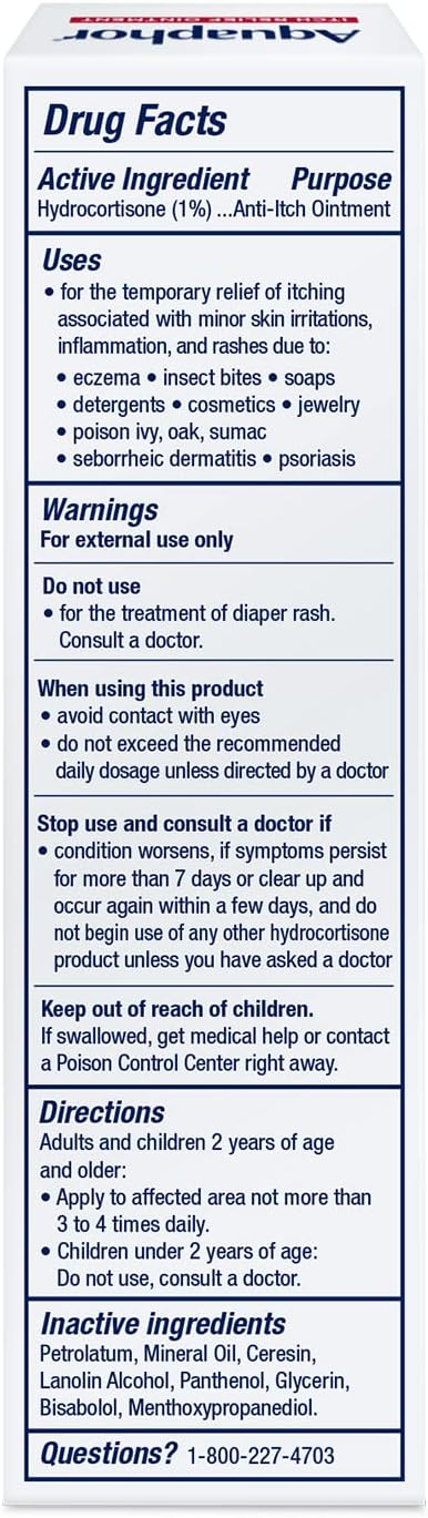 Aquaphor_Children's_Itch_Relief_Ointment,_1%_Hydrocortisone_Anti_Itch_Ointment_for_Skin_Irritation,_Insect_Bites,_Psoriasis,_Skin_Rashes_Eczema_&_Poison_Ivy,_Fragrance_Free,_1_Oz_Tube,_Pack_of_2