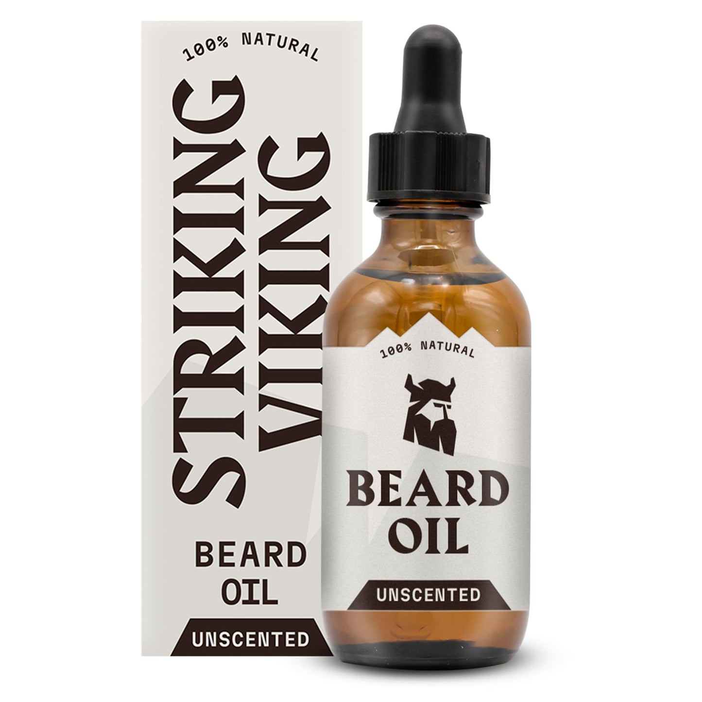 Striking Viking Unscented Beard Oil for Men - 2 Fl Oz, Fragrance-Free - Clear Beard &amp;amp; Mustache Conditioner with Jojoba &amp;amp; Argan Blend, Almond &amp;amp; Tea Tree Oils for Growth &amp;amp; Sensitive Skin